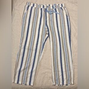 da-sh Women's Striped Linen & Rayon Pants - Blue, Tan, White